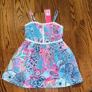 Lilly Pulitzer girls mini Haylan dress Bali blue once upon a tide size 3 & 4 NWT